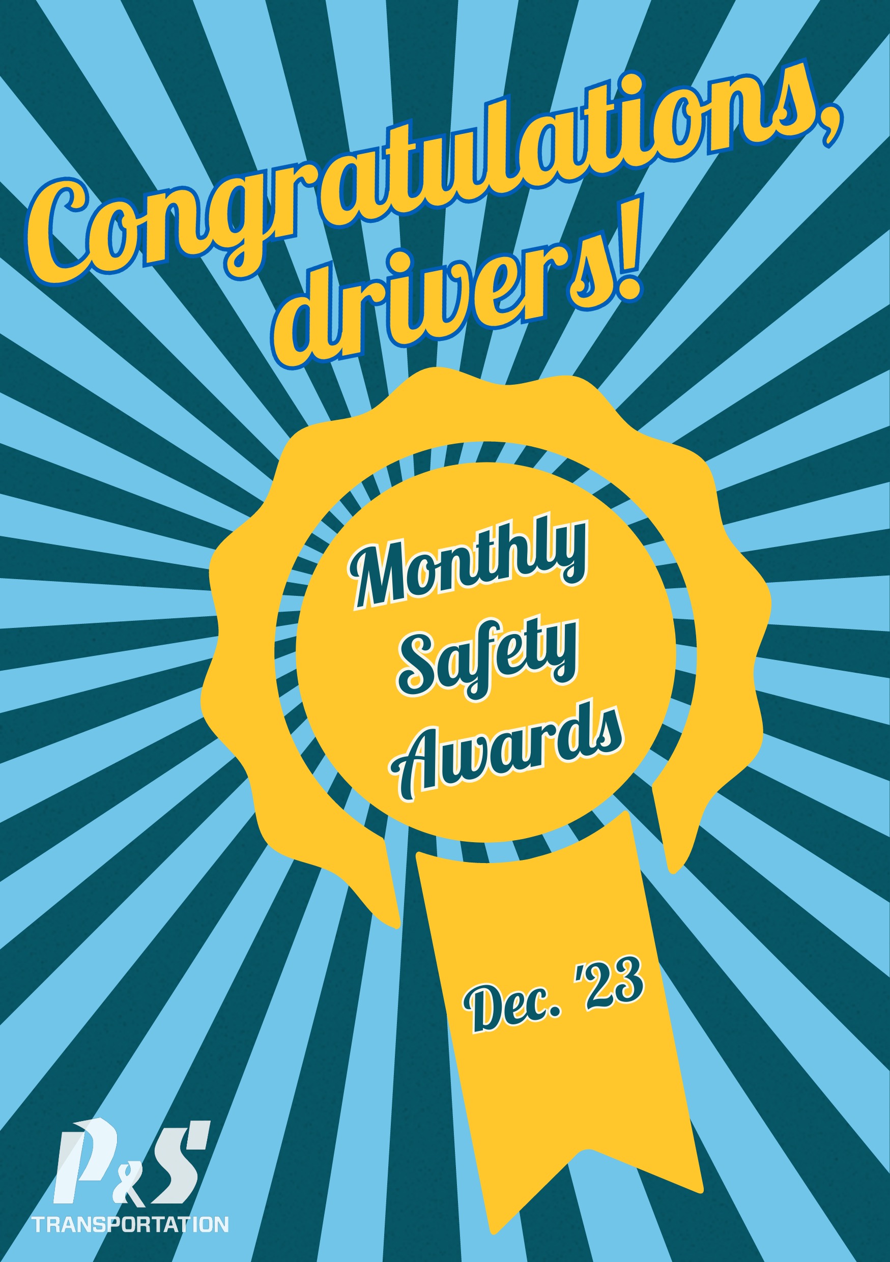Congratulations, drivers! Monthly safety awards - December 2023